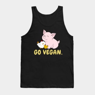 Go Vegan Cute Pig And Chicken 3 Tank Top